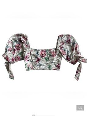 Showpo Floral Eyelet in embroidery Puff Sleeve Crop Top